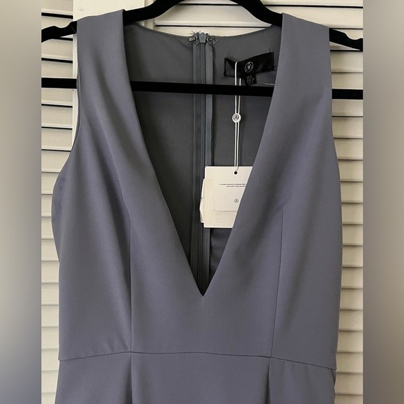 NWT Missguided Crepe Blue Gray Sleeveless Midi Cocktail Dress Ruffle Hem  Sz 2 - Picture 6 of 10
